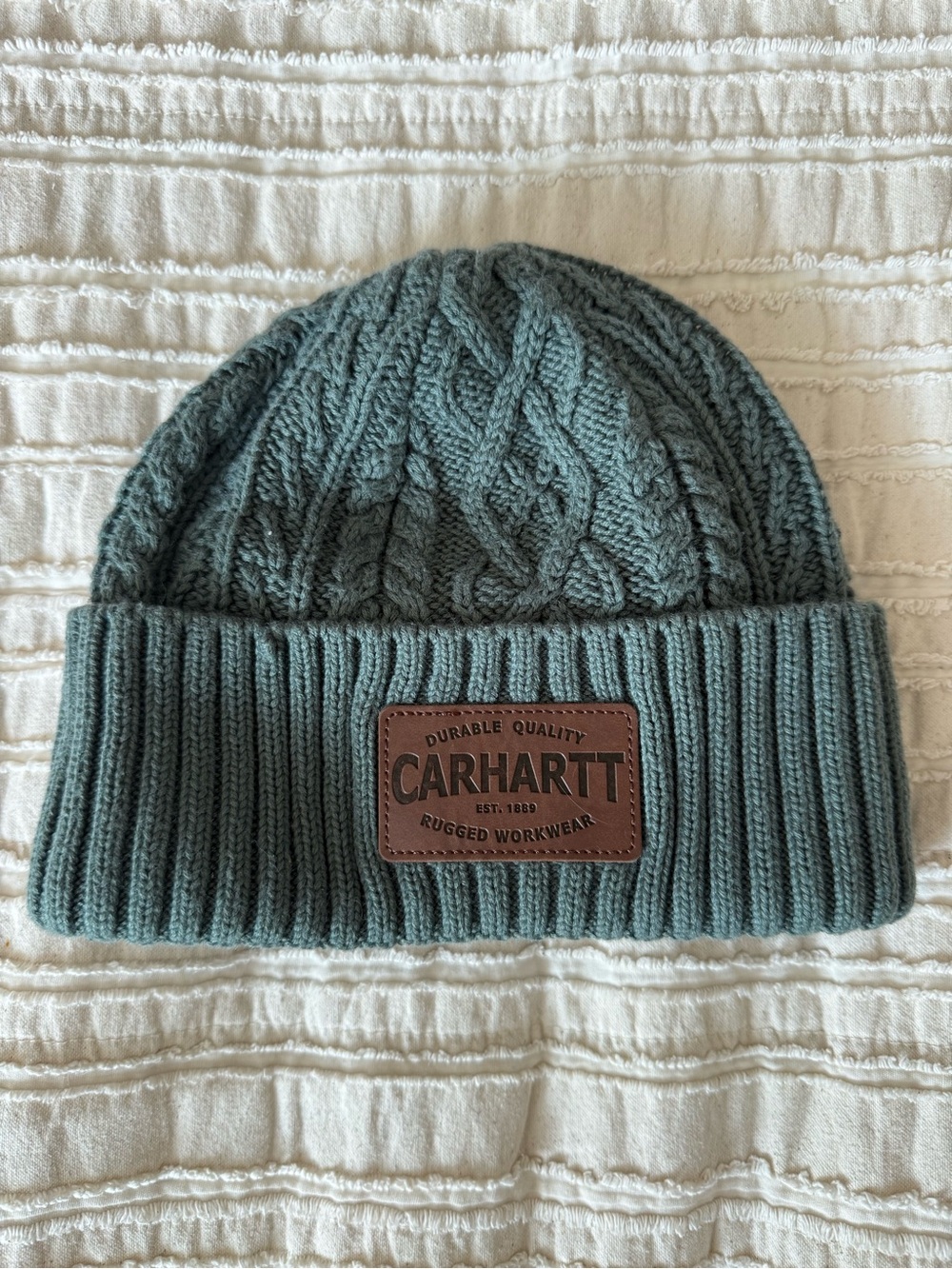 Carhartt cable knit green beanie hat women’s